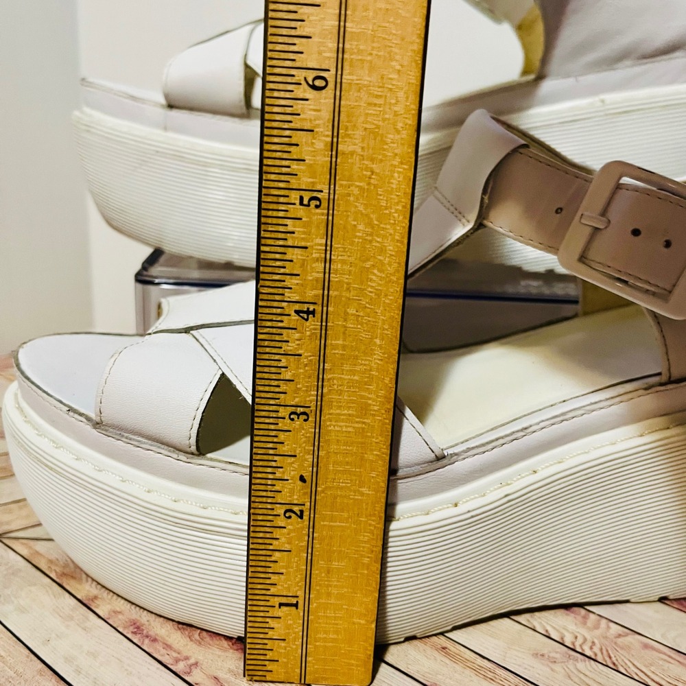 Dr Martens Adaya Platform T-Strap Wedge Sandals Women 10 White Leather Y2K Bratz - Picture 10 of 12